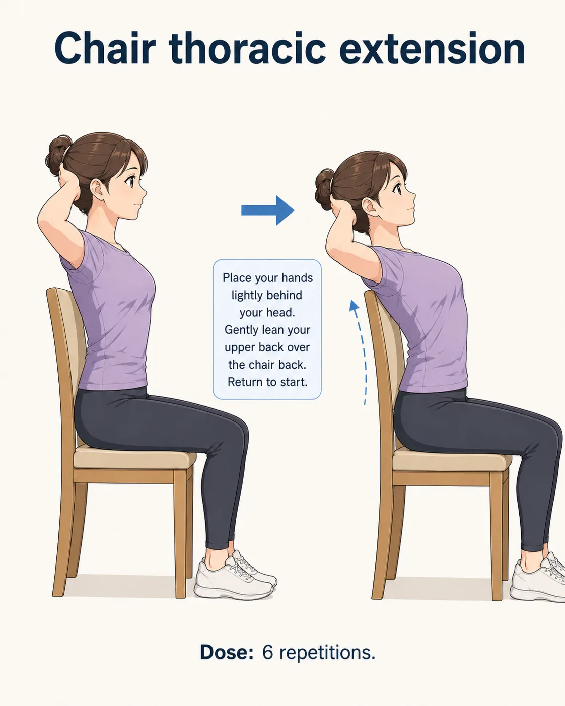 Seated person extending their upper back over a chair back